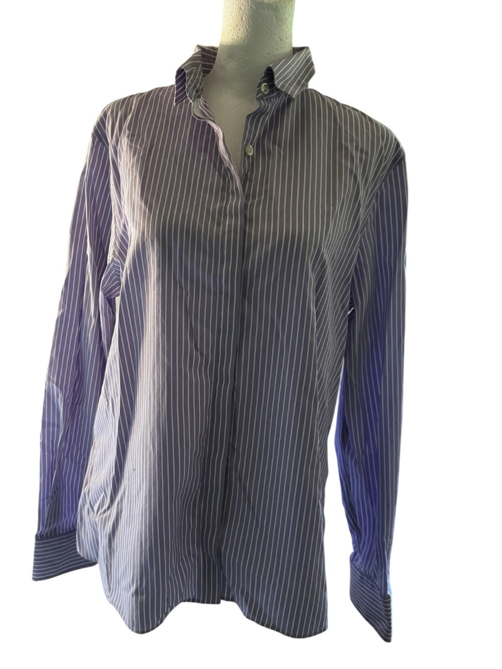 Lands' End  Women’s Striped  Buttoned Down Shirt Sz 12